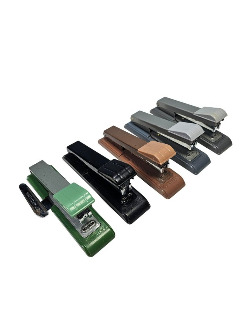 Collection of 5 Bostitch B8 Compact Staplers 5" Vintage Metal Different Colors